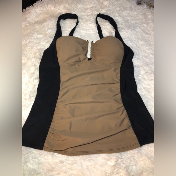 VENUS Brown and Black Fitted Bustier Swim Top size 10 NWOT - Picture 2 of 14